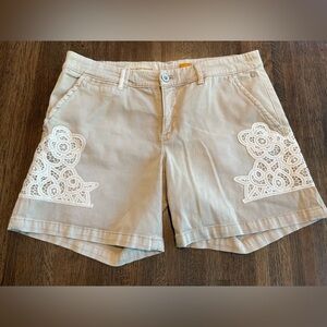 Anthropologie Pilcro and the Letterpress Shorts Khaki Lace Detail - size 29